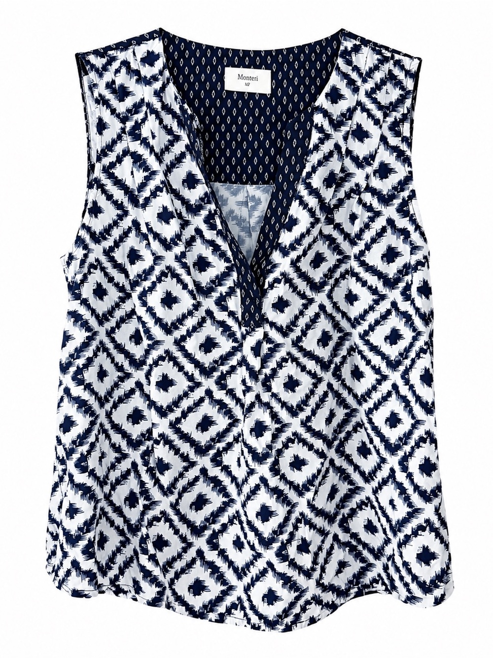 Monterey Navy & White Geometric Sleeveless Top